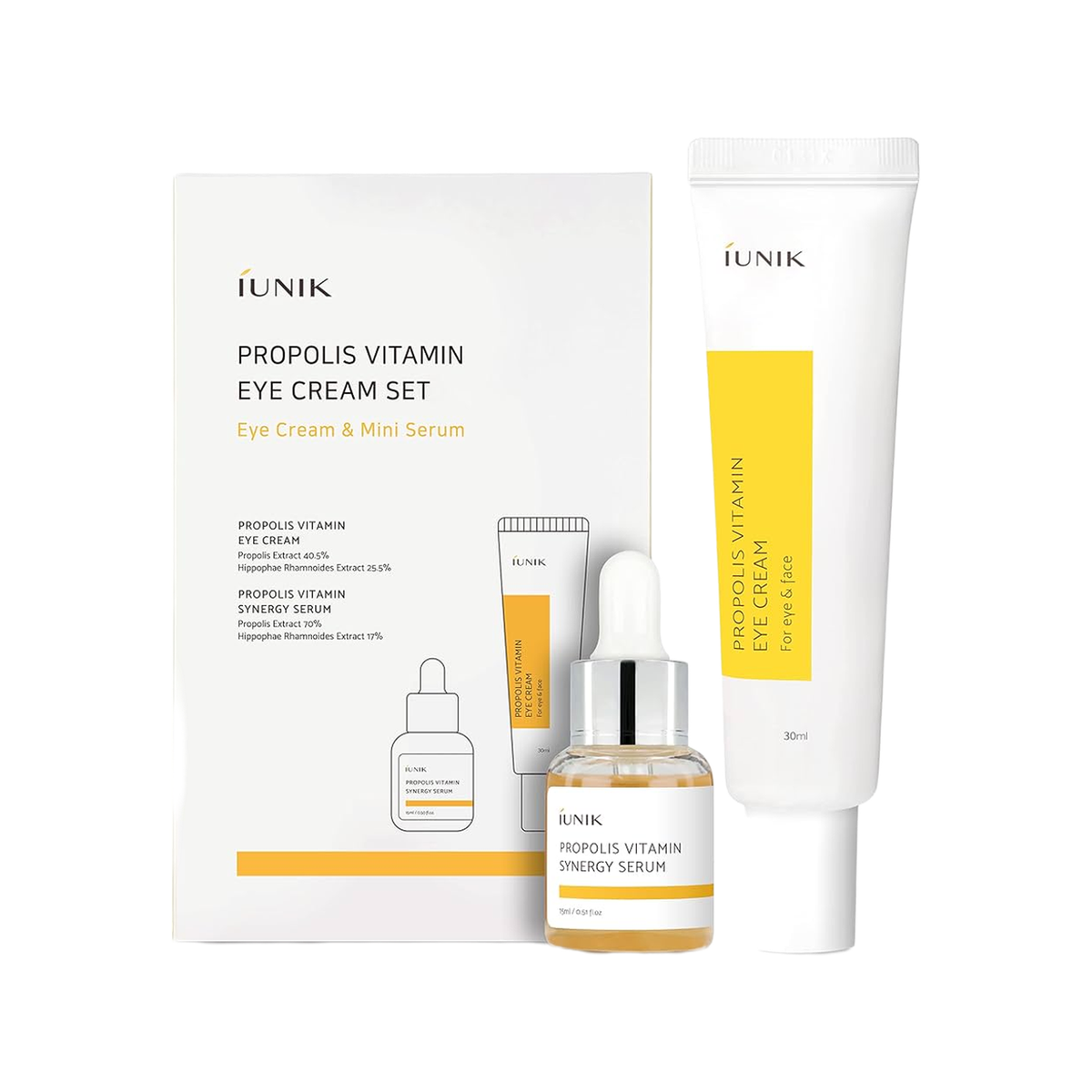 iUNIK Propolis Vitamin Eye Cream paakių kremo ir veido serumo rinkinys