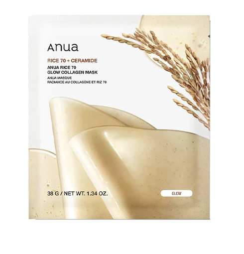 Anua Rice 70 Glow Collagen Mask drėkinanti hidrogelio veido kaukė
