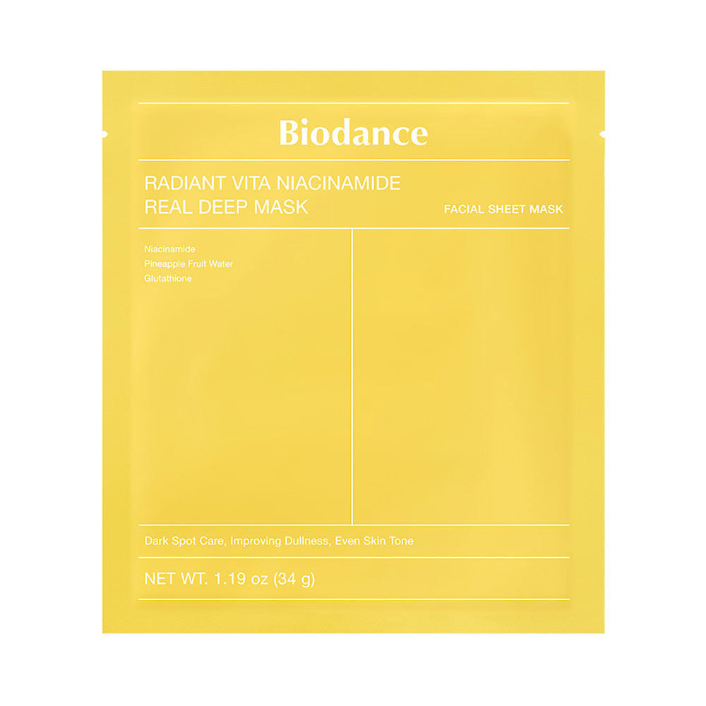 BIODANCE Radiant Vita Niacinamide Real Deep Mask Sheet  veido kaukė su vitaminu C ir niacinamidu