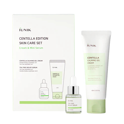 iUNIK Centella Edition Skincare Set – raminamasis veido priežiūros rinkinys su serumu ir kremu