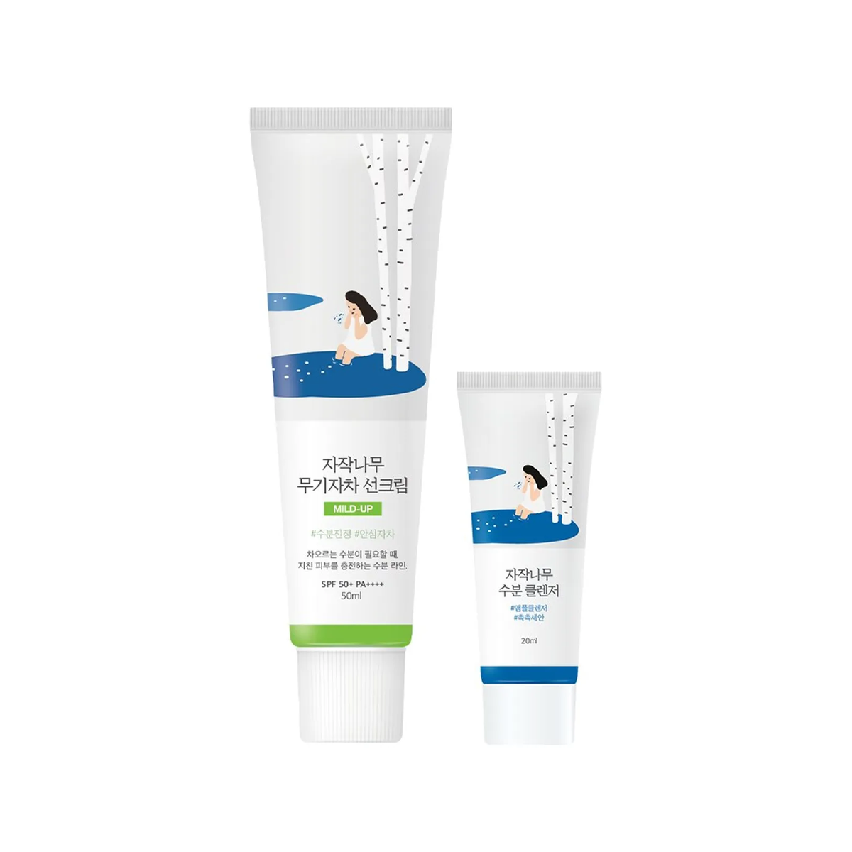 Round Lab Birch Juice Mild-Up Sunscreen SPF50+ PA++++ apsauginis kremas nuo saulės, 50 ml + DOVANA Birch Juice Cleanser, 20 ml