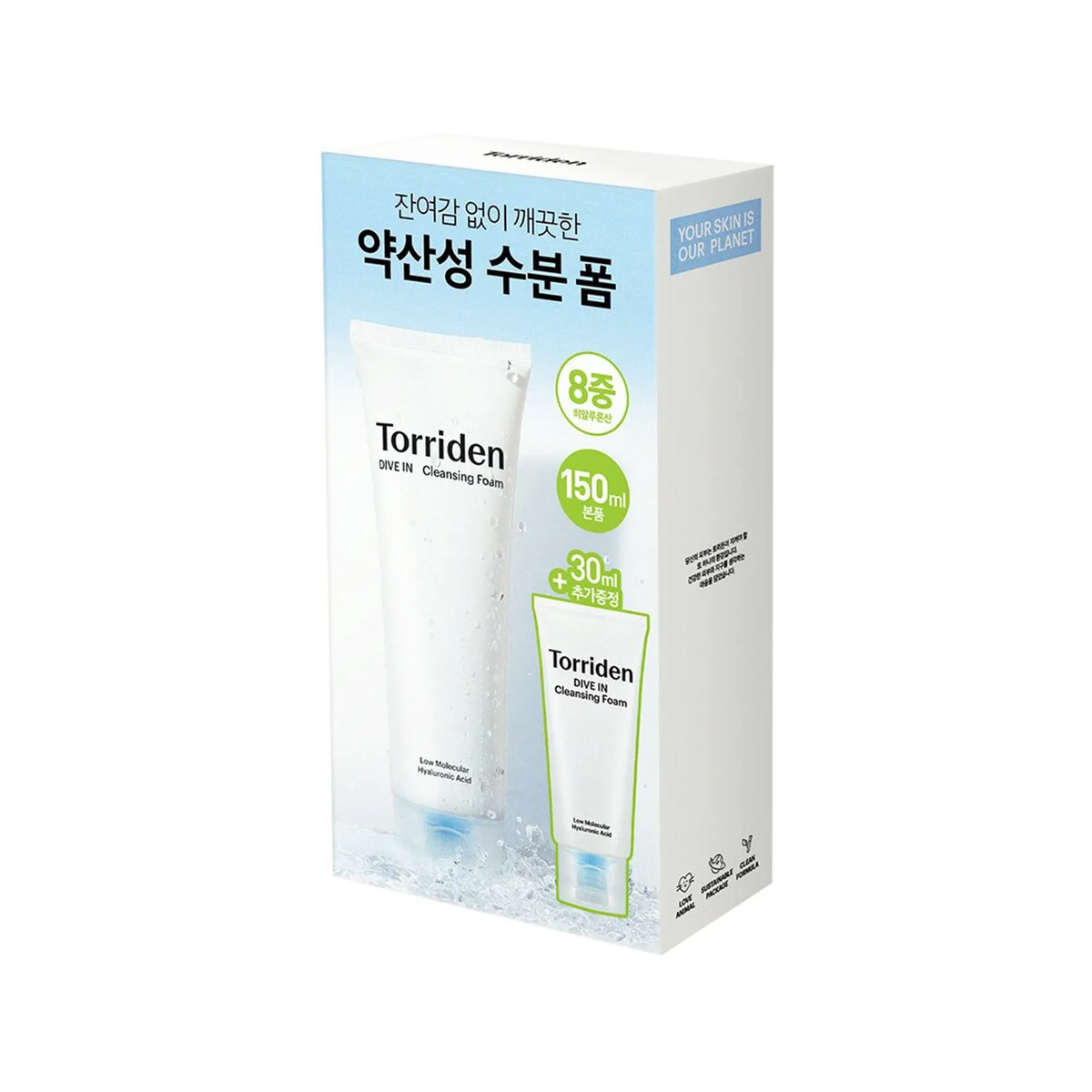Torriden Dive-In Low Molecule Hyaluronic Acid Cleansing Foam - drėkinamasis veido prausiklis su hialuronu, 150 ml + DOVANA 30 ml