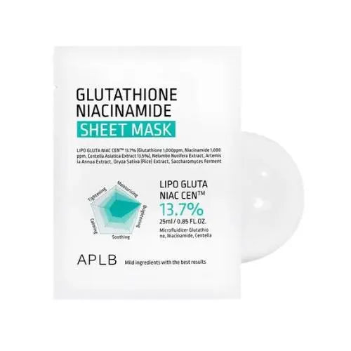 APLB Glutathione Niacinamide Sheet Mask skaistinanti lakštinė veido kaukė