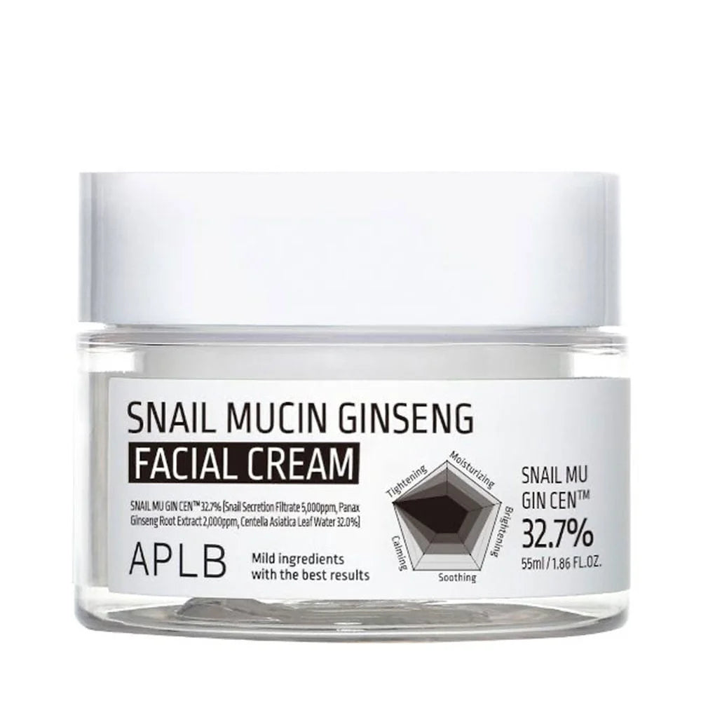 APLB Snail Mucin Ginseng Facial Cream  stangrinamasis veido kremas su sraigių mucinu ir ženšeniu