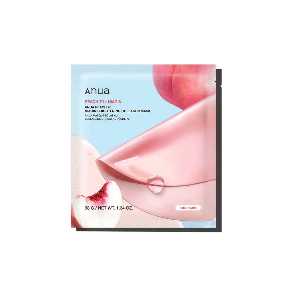 Anua Peach 70 Niacin Brightening Collagen Mask – šviesinanti ir drėkinanti hidrogelio veido kaukė