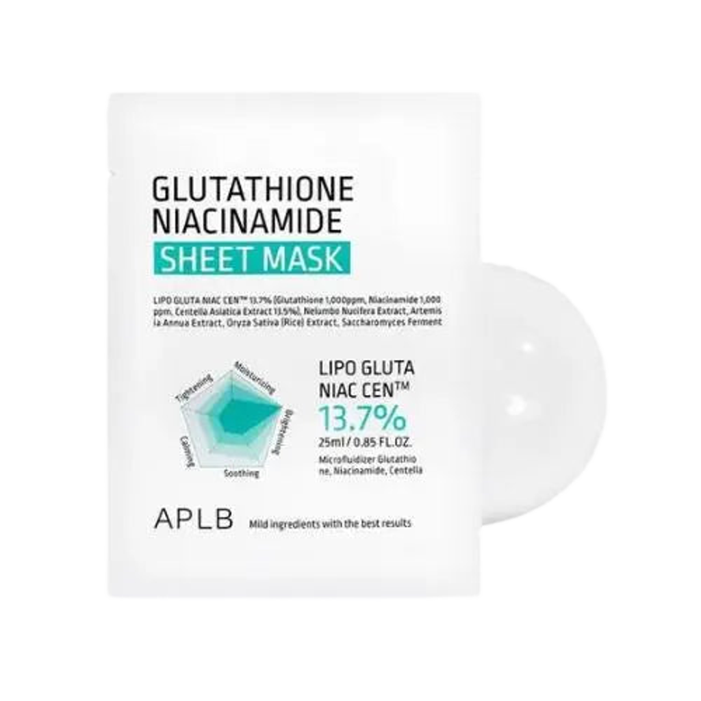 APLB Glutathione Niacinamide Sheet Mask – skaistinanti lakštinė veido kaukė